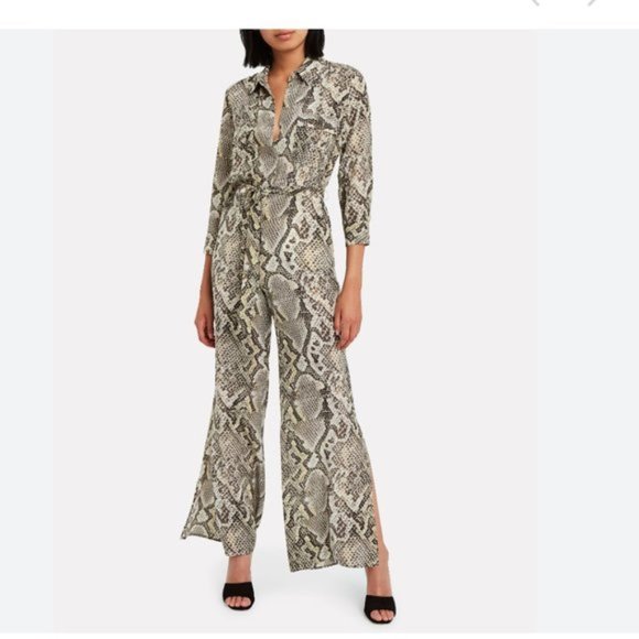 NWT L'AGENCETeddy Jumpsuit 3/4 Sleeve Riverbank Python Print 2
